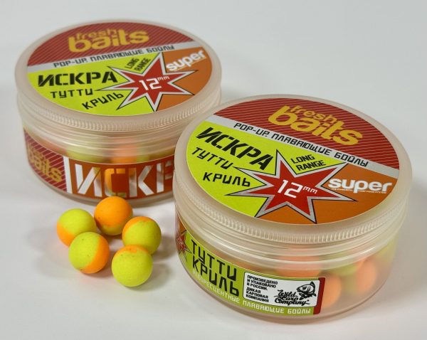 Искра. ТуттиКриль. Двухцветные плавающие бойлы 12 мм 30 г (Копировать) (Копировать)